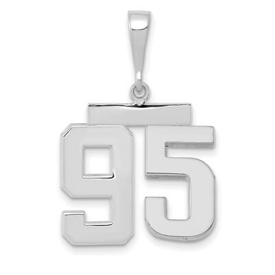 14k White Gold Medium Polished Number 95 Charm Pendant