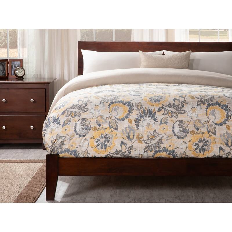 Orlando Queen Low Profile Wood Platform Bed in Walnut