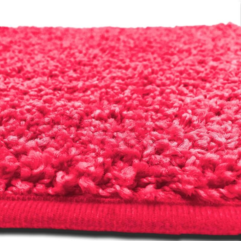 Layla 3 PC Shaggy Bathroom Rug Set, Bath Mat, Contour Rug, Lid Cover, Solid Colors