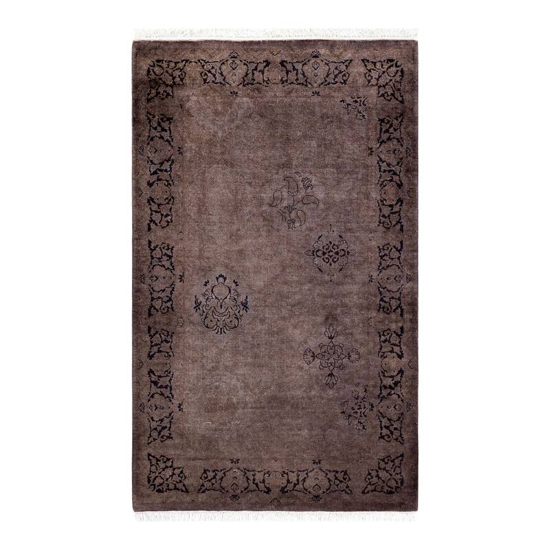 Overton Hand Knotted Wool Vintage Inspired Modern Contemporary Overdyed Brown Area Rug - 3' 2" x 5' 4"