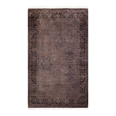 Overton Hand Knotted Wool Vintage Inspired Modern Contemporary Overdyed Brown Area Rug - 3' 2" x 5' 4"
