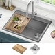 preview thumbnail 88 of 146, KRAUS Bellucci Workstation Topmount Drop-in Granite Kitchen Sink 28" L x 22" W - Metallic Grey
