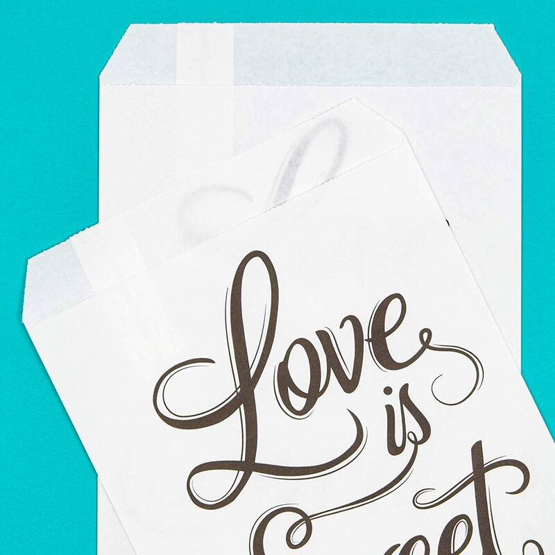 Sparkle and Bash 100 Love Is Sweet Treat Bags for Wedding, Bridal Shower, Engagement Party