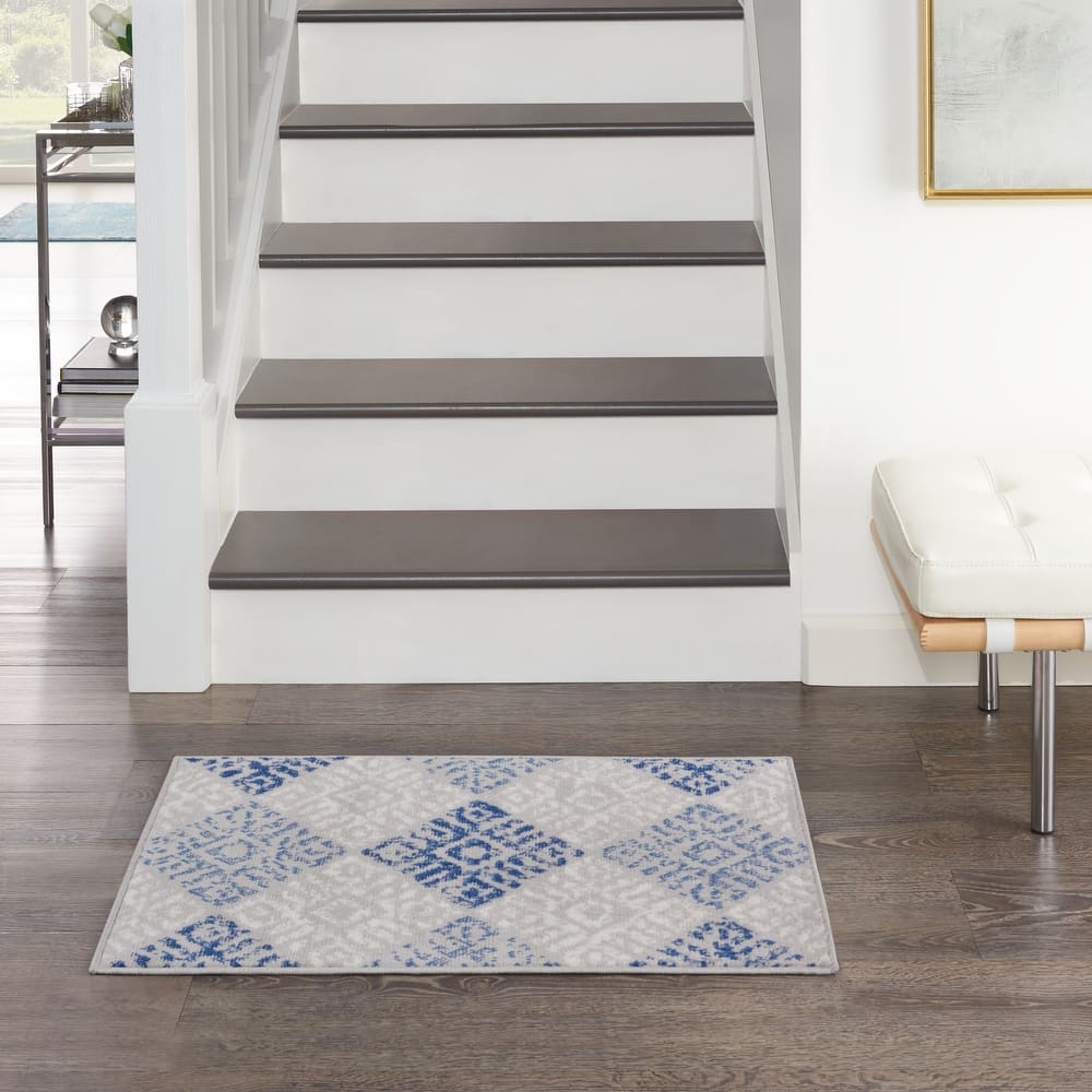 Nourison Whimsicle Boho Geometric Grey Blue Area Rug