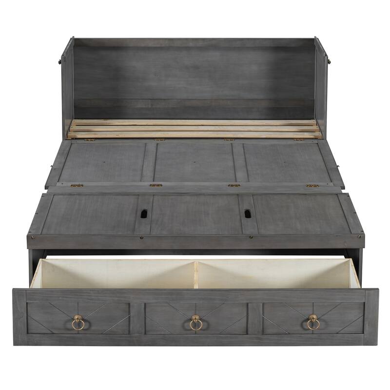 Space-Saving Murphy Bed with USB & Large Drawer
