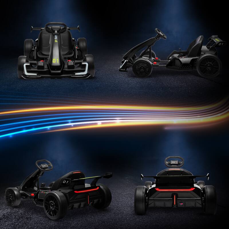 Battery-Powered 24V Go Kart with Music & Lights, Perfect for Ages 6-12