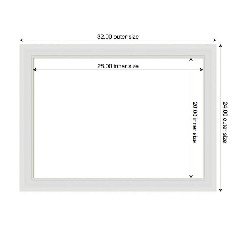 Amanti Art Flair Polished Nickel Framed Dry Erase Magnetic Board - 32 x 24 in - Flair Soft White