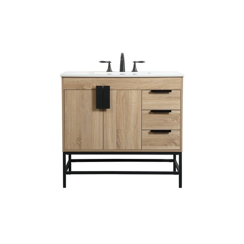 Elegant Lighting VF48836 Eugene 36" Free Standing Single Basin Vanity - Mango Wood - Wood Finish