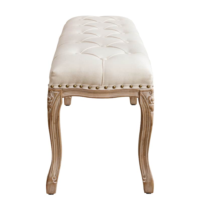 Retro Patterned Legs 45.2In.W Padded Bench - 45.2" W X 14.6" D X 18.3" H