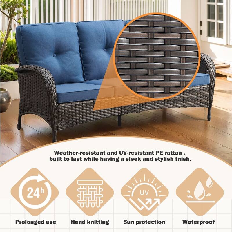 Patio Sofa Swivel Chair with Propane Fire Pit Table