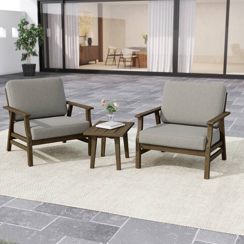 3-piece Cushioned Outdoor Club Chiars With Side Table