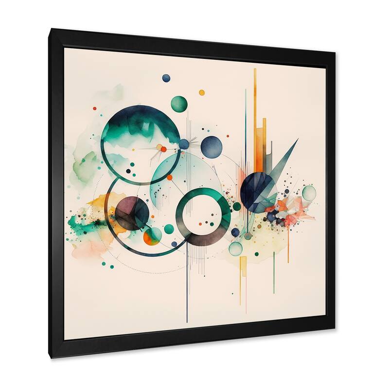 Designart "MultiColor Watercolor Geometric Art VI" Modern Framed Art