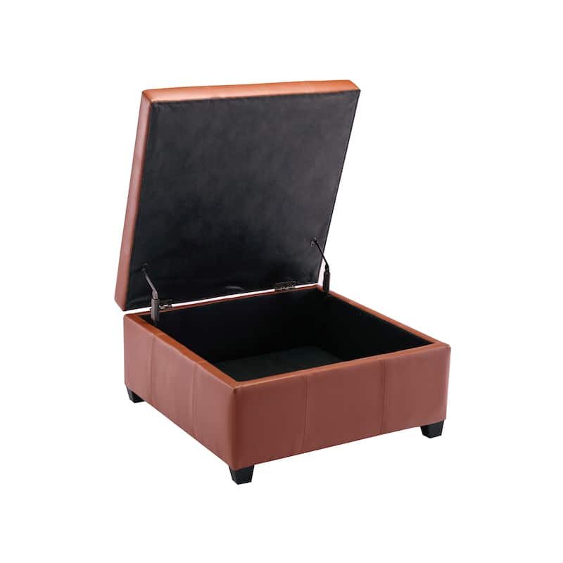 Porthos Home Jara Faux Leather Flip Top Square Storage Ottoman