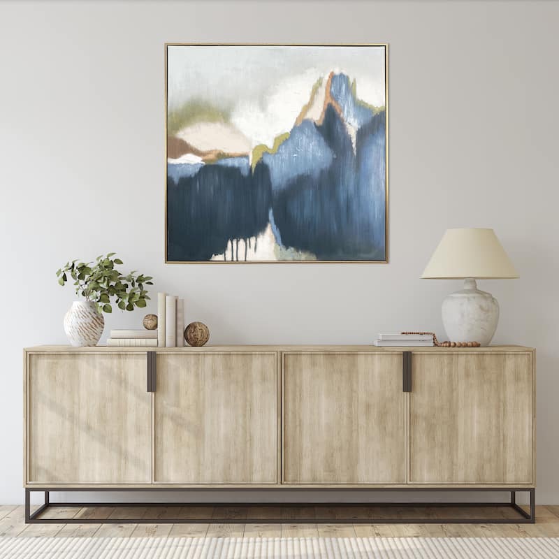 "Abstract Vision" Hand Painted Floating Framed Canvas Wall Art Print, 30x30 Inches