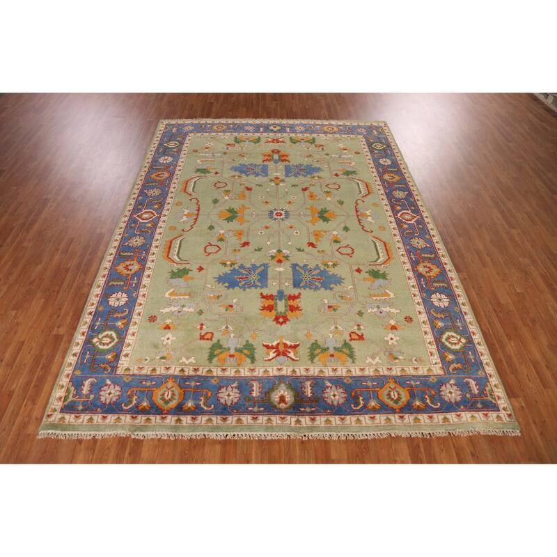 Green Heriz Serapi Indian Area Rug Handmade Wool Carpet - 8'10" x 11'9"