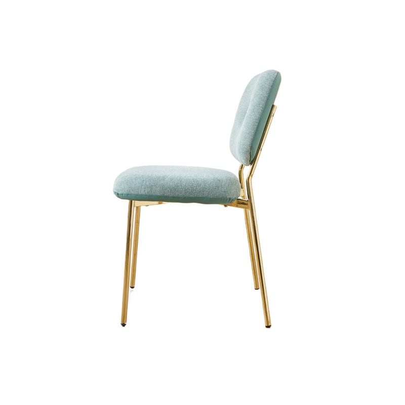 Contemporary 2-Piece Dining Chair Set - Beige & Green Upholstered Accent Chairs with Sleek Metal Legs (Space-Saving Design)‌