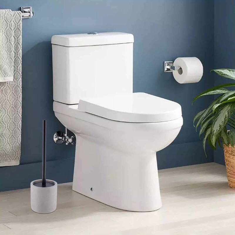 Concrete Cement Toilet Bowl Brush with Holder, Durable Bathroom Accessory Set - 4.3 L x 4.3 W x 14.2 H