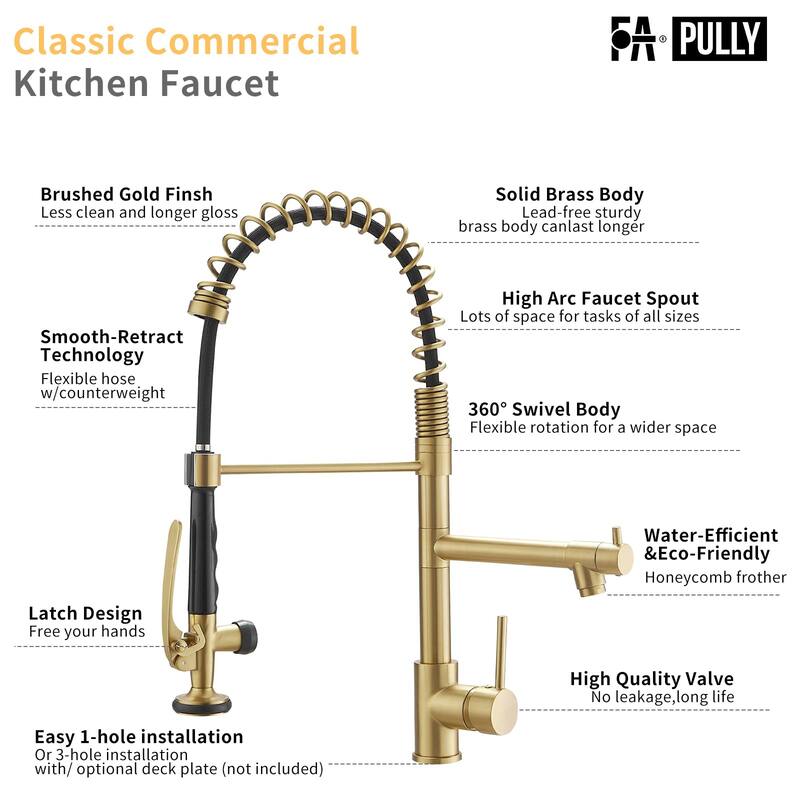 Kitchen Faucet with Pull Down Brass Kitchen Faucet