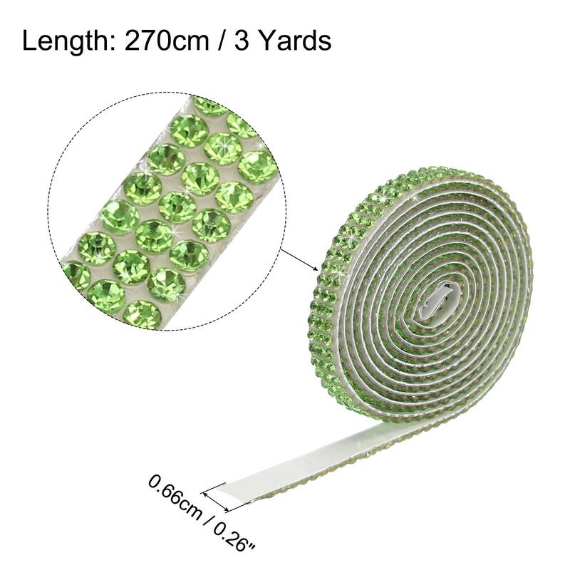 3Roll 3 Yards 8mm Diamond Ribbon White - Light Green - 6.6mm