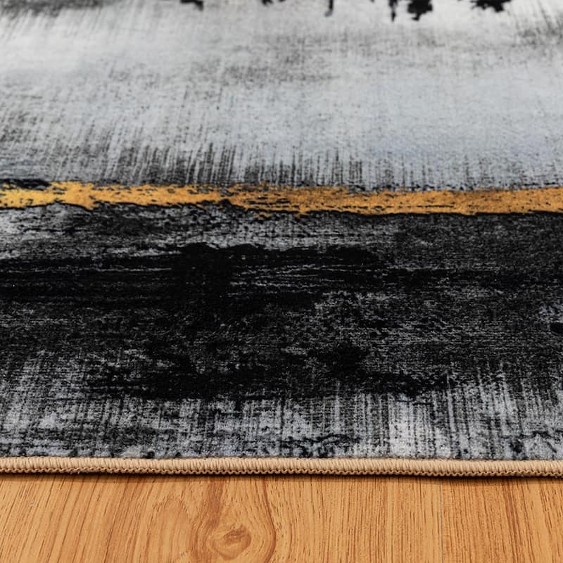Modern Plant Abstract Area Rugs No-Shedding, Low Pile Foldable Carpet