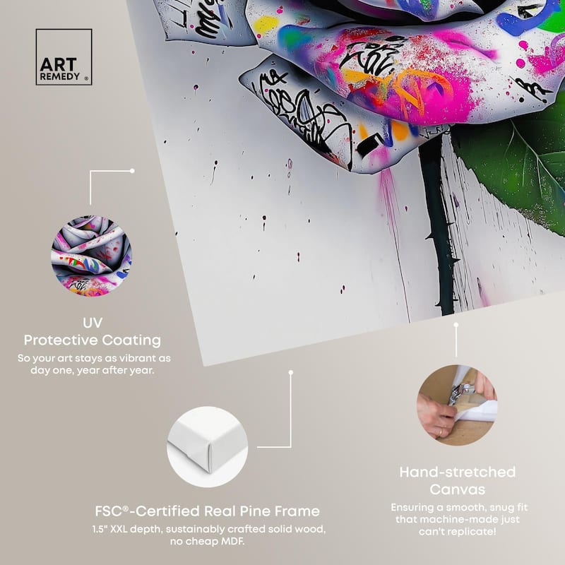 Graffiti Rose Canvas by Art Remedy, Gallery Wrapped