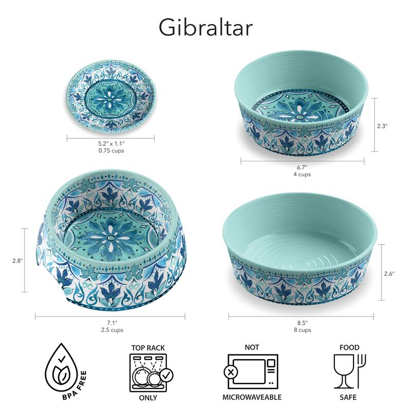 Abode Homewares Gibraltar Melamine Pet Bowl - Large - 8 Cups - Teal - Set of 2