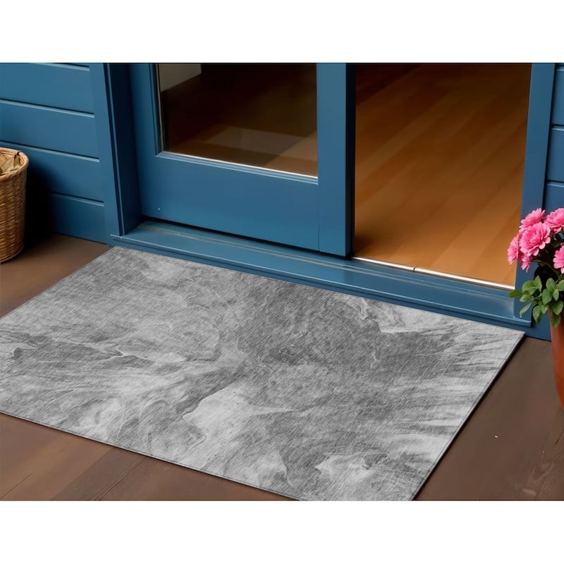 HomeRoots Abstract Transitional Rectangle Outdoor Rug - 3' x 5'