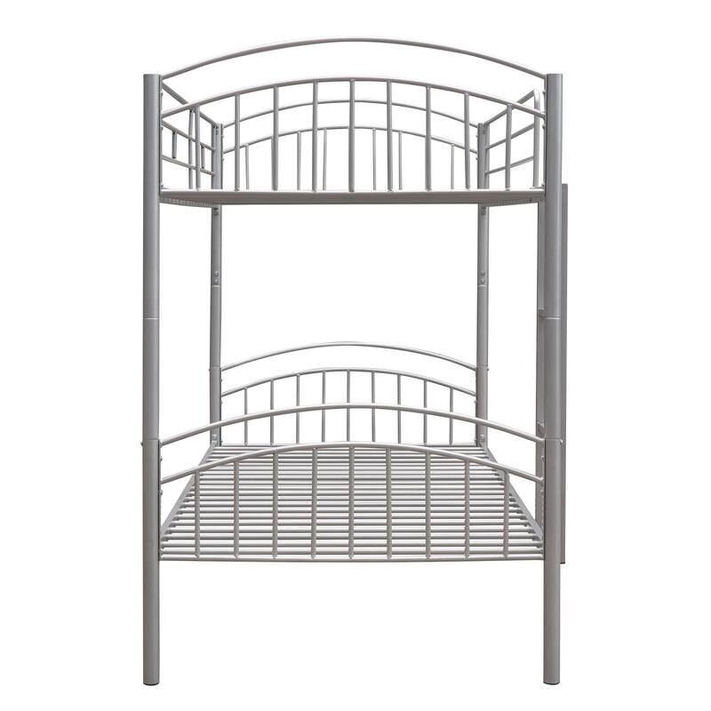 Twin Over Twin Steel Bunk Bed with Guardrails