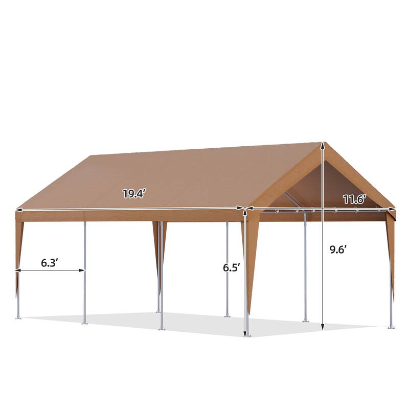 Heavy Duty Carport, All-Weather Waterproof Shelter with Steel Frame for Cars, Boats & Equipment