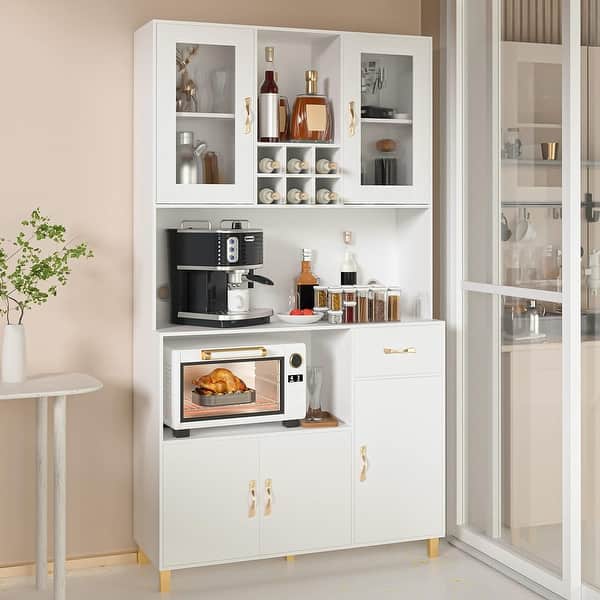 Pakasept Kitchen Pantry Storage Cabinet,Modern Freestanding Pantry Cabinet - White