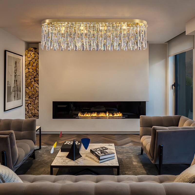 23.6 in. Chrome Crystal Chandelier Round Modern Chandelier Luxury Pendant Ceiling Light Fixture for Dining Room Living Room