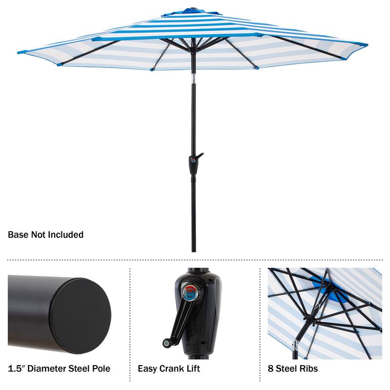 Pure Garden 9ft Striped Patio Umbrella with Push Button Tilt