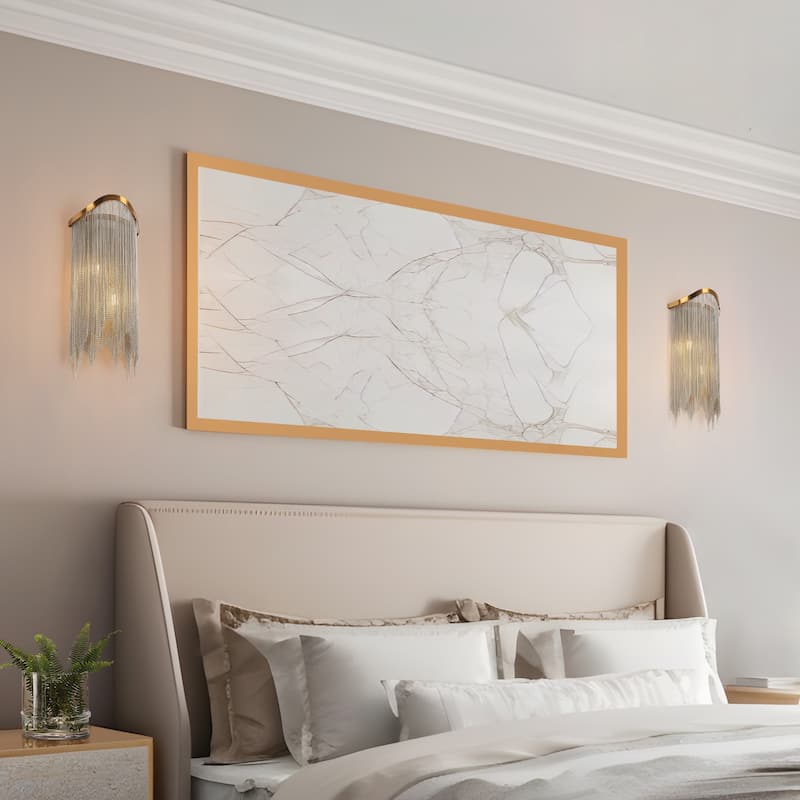 Modern Glam 2-Light Gold Wall Sconce Metal Vanity Light for Living Room Bedroom - W7" x H16.3" Max