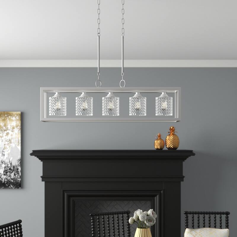 Acroma 5-light 37 Inch Linear Modern Farmhouse Rectangle Chandelier-UL - 37 inches