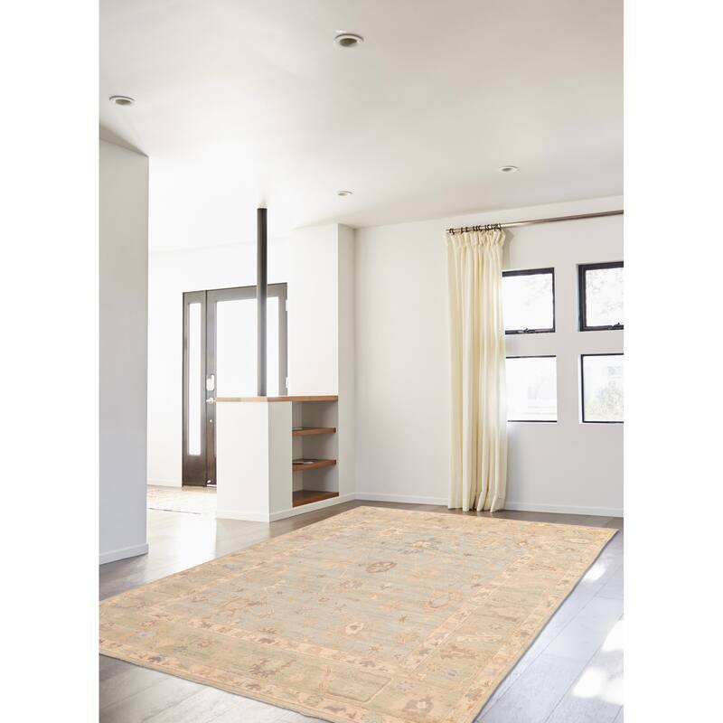 ECARPETGALLERY Hand-knotted Peshawar Oushak Light Blue Wool Rug - 7'11 x 10'0