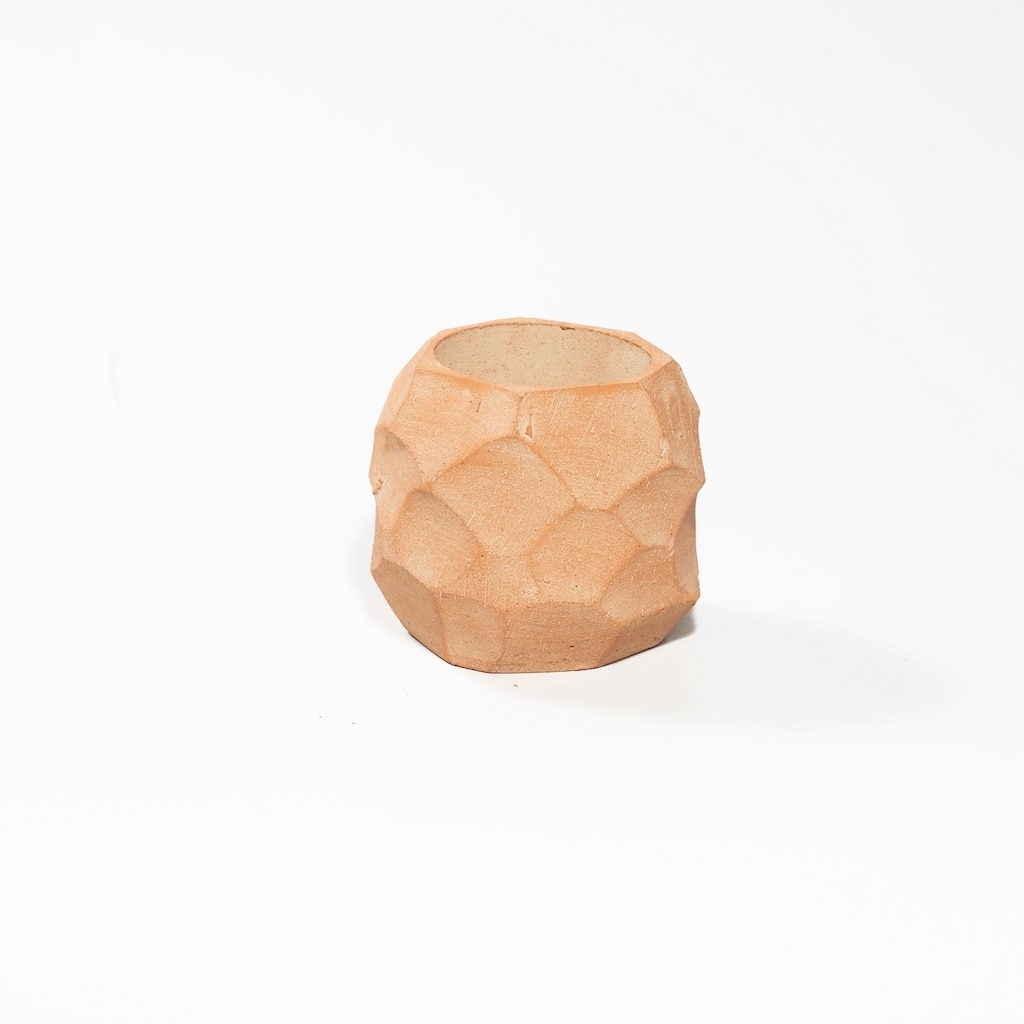 Sm Nugget Pot White Wash Dia 6.25" & H 5.75" - White Wash