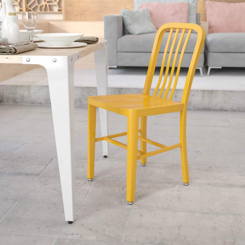 Metal Indoor-Outdoor Chair - 15.5"W x 20"D x 33.25"H - Yellow