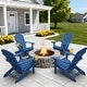 preview thumbnail 16 of 22, WINSOON All Weather HIPS Outdoor Plastic Adirondack Chairs with Cup Holder Set of 4 Navy