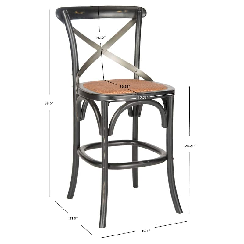 SAFAVIEH Doris 24-inch x-Back Antique White Counter Stool - 20Wx22Dx39H