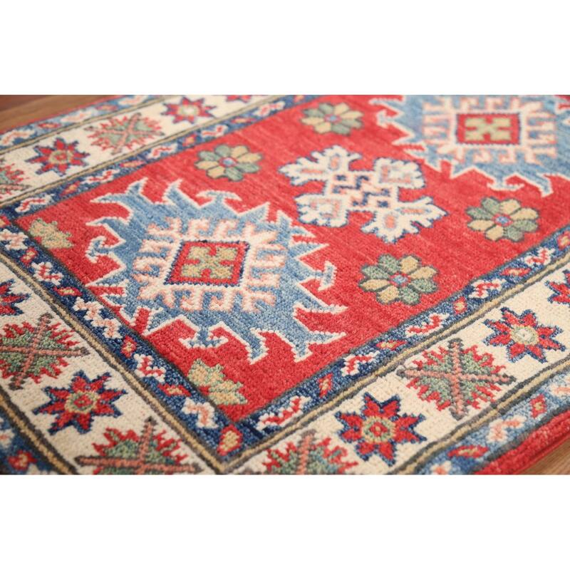 Red Kazak Oriental Accent Rug Handmade Traditional Wool Carpet - 2'1"x 2'10"