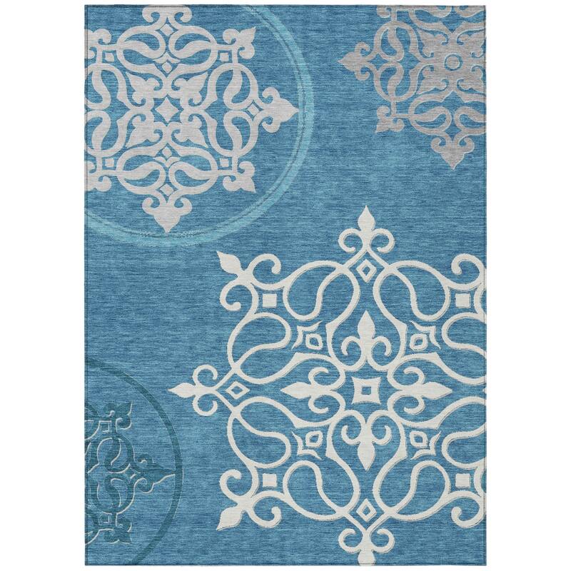 HomeRoots Floral Medallion Transitional Rectangle Outdoor Rug