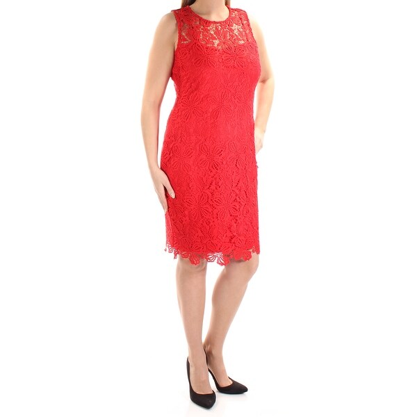 calvin klein red lace dress