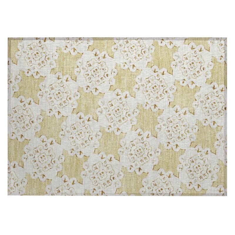 Machine Washable Indoor/ Outdoor Global Motif Chantille Rug