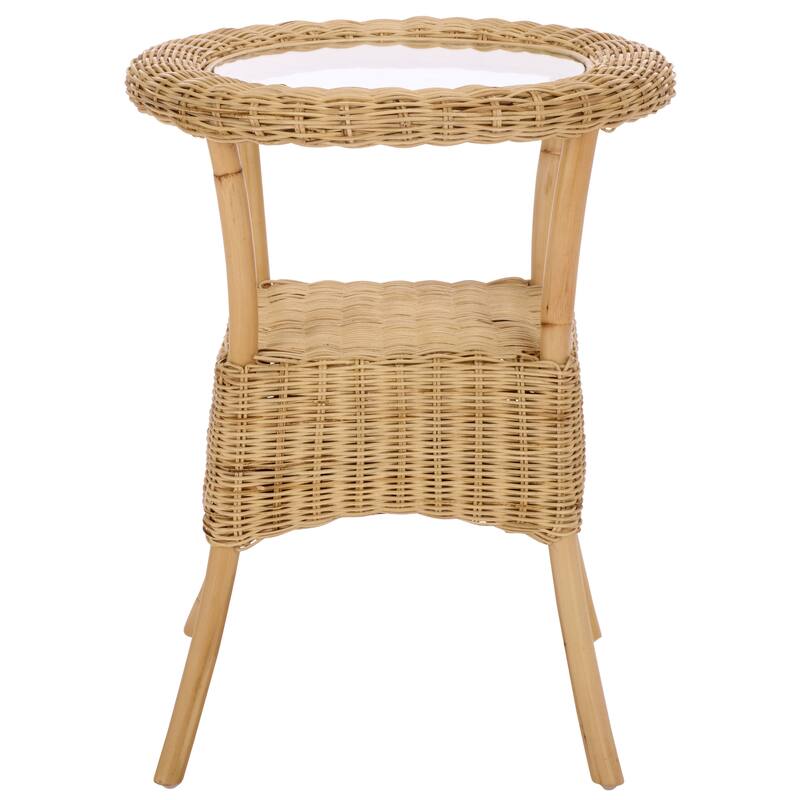 SAFAVIEH Home Damary Glass Top Accent Table - 18"W x 18"D x 23"H