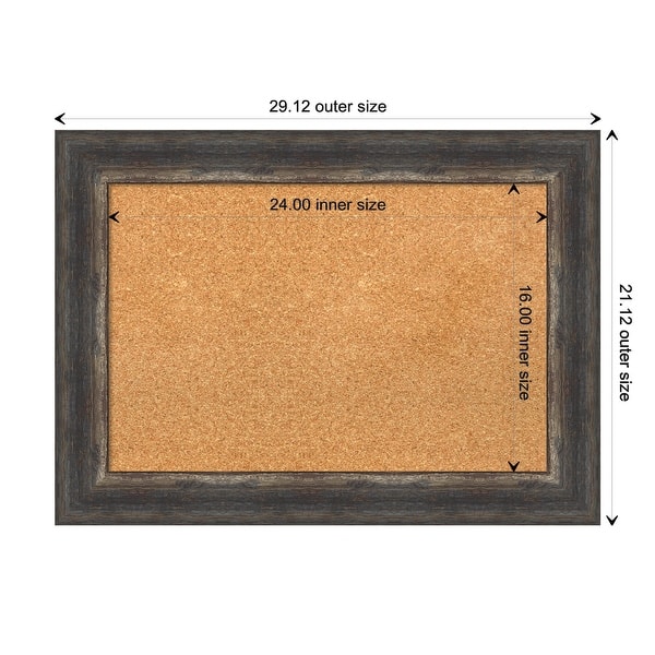 dimension image slide 4 of 10, Bark Rustic Framed Cork Bulletin Memo Board