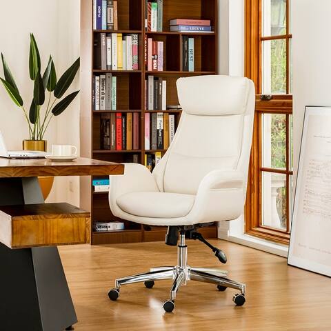 Glitzhome 48-inch Mid-century Adjustable Faux Leather Office Chair