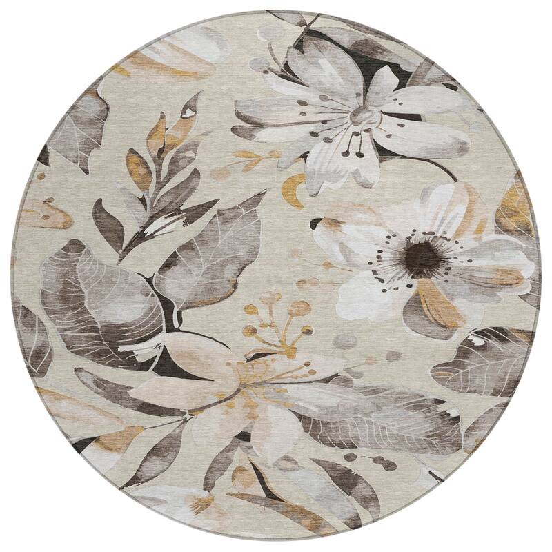 Machine Washable Indoor/ Outdoor Floral Chantille Rug