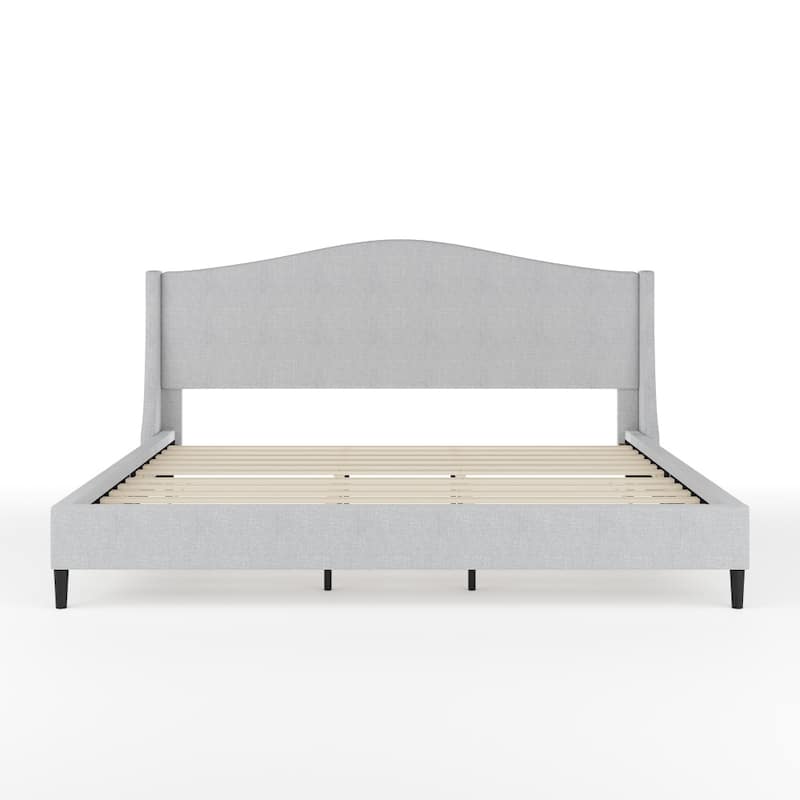Martha Stewart Upholstered Platform Bed with Curved Headboard