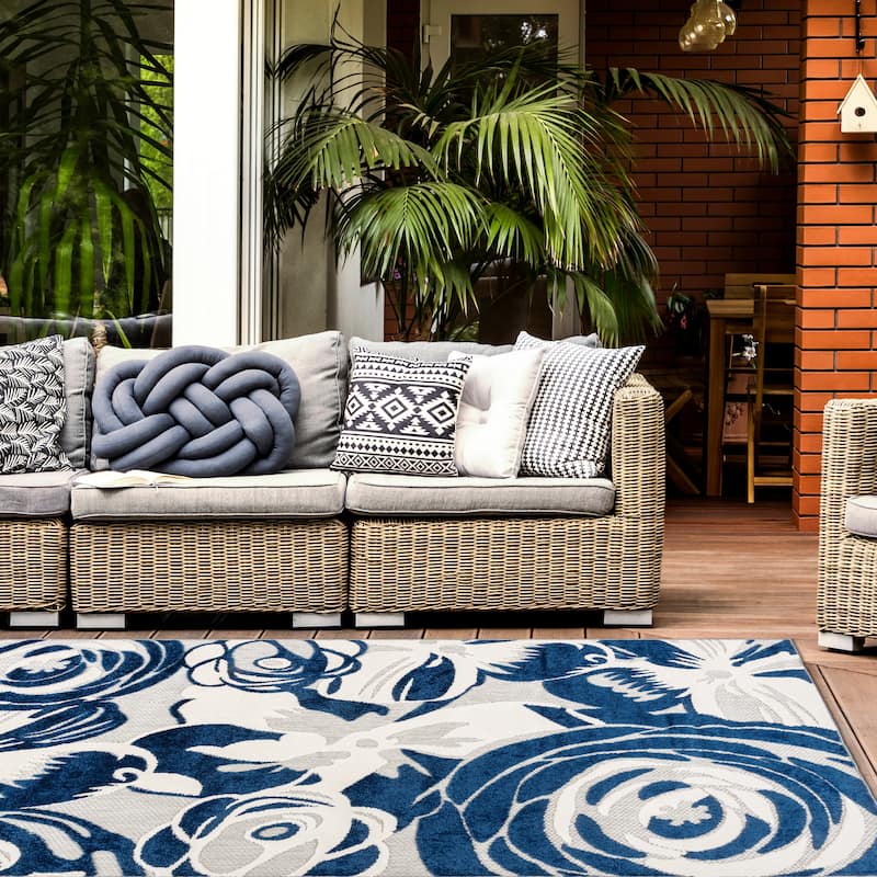 World Rug Gallery Modern Floral Indoor/Outdoor Area Rug