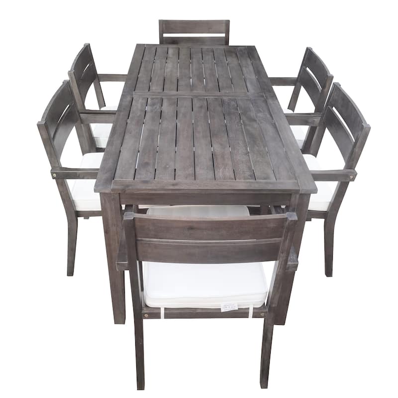 Acacia Wood Outdoor Dining Table And Chairs Suitable For Patio, Balcony Or Backyard